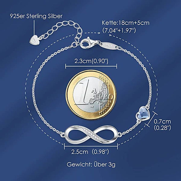 Armband dam hjärtsymbol - 925 sterling silver armband med oändlighetssymbol