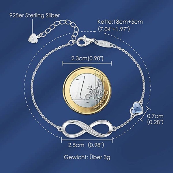 Armbånd kvinders hjertesymbol - 925 sterling sølv armbånd med uendelighedssymbol