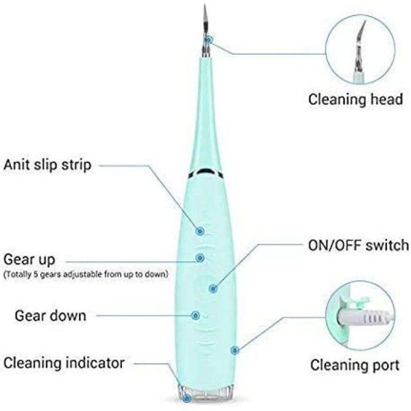 Plakin poistoaine, ladattava hampaiden puhdistusaine - 5 puhdistustilaa - (sininen) KLB