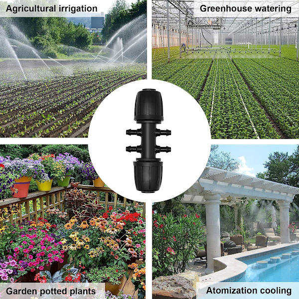 Hydrogarden havevandingsslangeforbindelse, T-stykker med pigge, drypbeskyttelse KLB