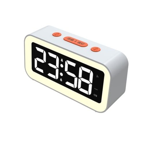 Elektronisk LED-väckarklocka nattlampa (vit)