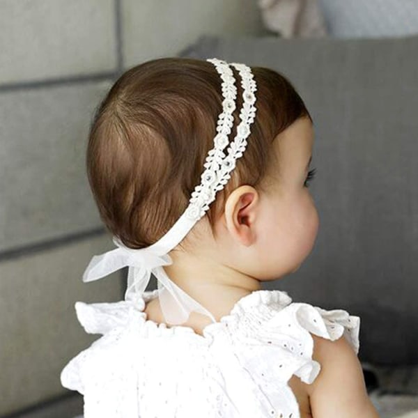Babypiger Pandebånd Elastisk Dobbelt Blonde Blomster Pandebånd Blød sløjfe Hovedbind Hårtilbehør til piger -