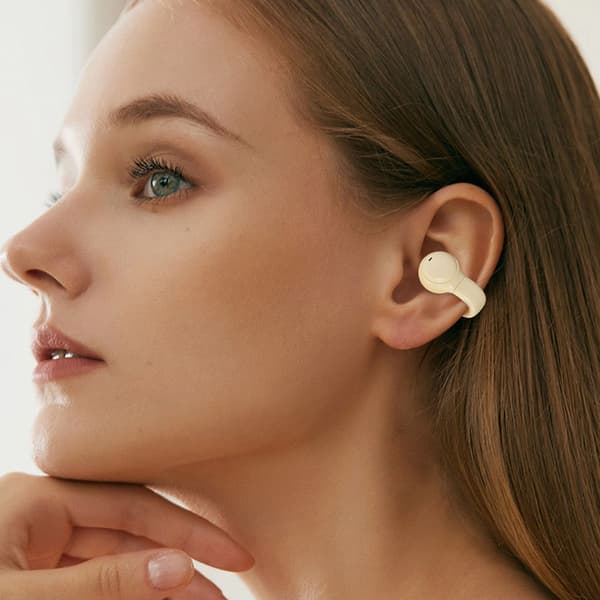 Bluetooth-langattomat kuulokkeet, korvaklipsikuulokkeet, luunväri