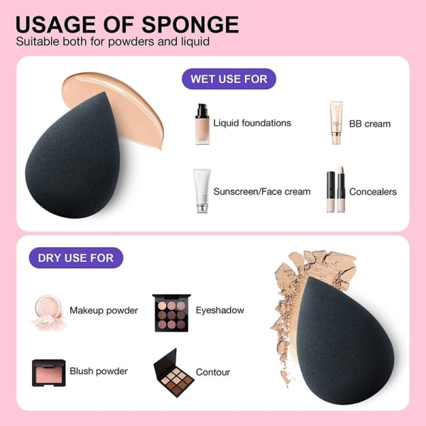 Makeup Blender Beauty Sponge Set - Foundation Blending Beauty Black