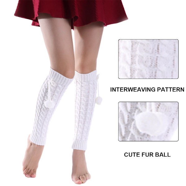 Pitkät Leg Warmers - Naiset Lolita Muoti Villa Kaapelinkudoksinen Reisi Valkoinen KLB
