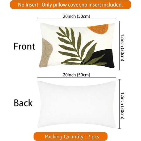 Set med 2 i planter brodert putetrekk, skjult glidelås putevar, sofa putetrekk for hjem stue soverom (G, 30x50cm) KLB