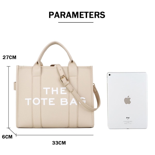 Kvinnors Tote Bag, PU Läder Tote Bag, Almond KLB