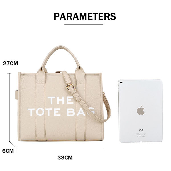 The Tote Bag til kvinder, PU læder Tote Bag, Almond KLB