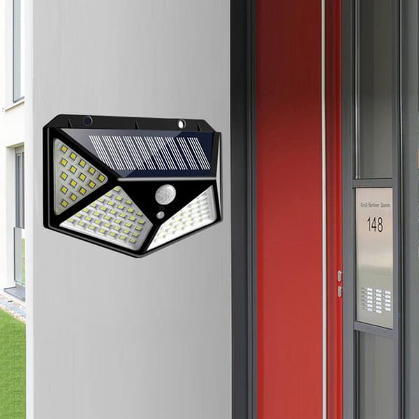 Pakke med 2 solcellelamper for utendørs bruk, 100 LED superlys solcellelampe for KLB