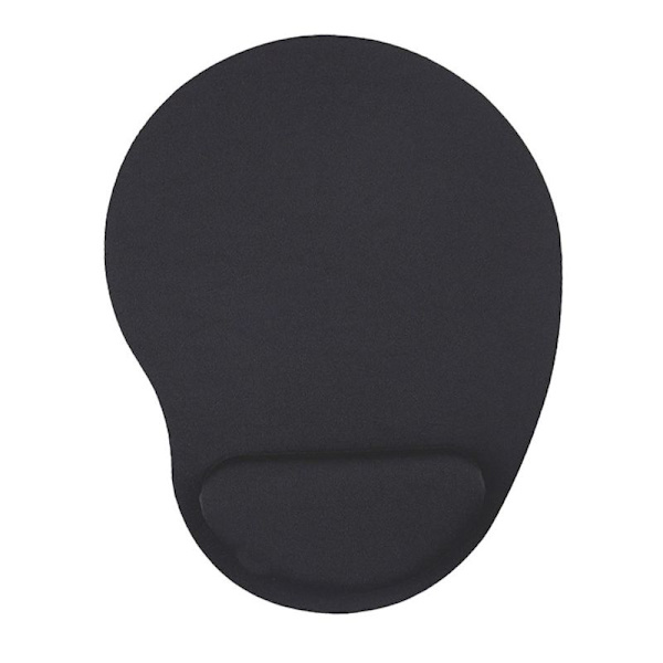 Kontormusematte med gelhåndleddsbeskyttelse. Spillmusematte. Svart