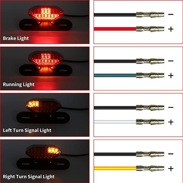 Motorcykel LED baglygter, motorcykel blinklys, bagbremselygte indikator, nummerpladelys