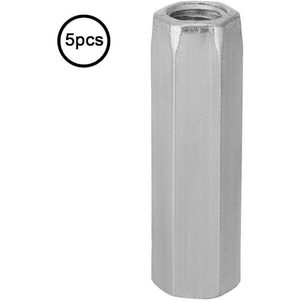 5 stk. M10 Møtrik Lange Skaft Kulstofstål Hex Koblingsmøtrikker