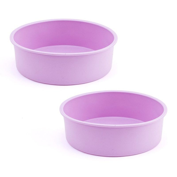 Pyöreä silikoninen leipävuoka, 8 tuuman kakkuvuoka, pyöreä leivontavuoka, vaaleanpunainen