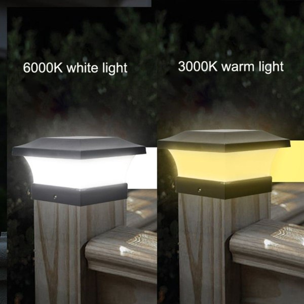 Solar LED vandtæt udendørs søjlehættelys Havebelysning (varmt lys)