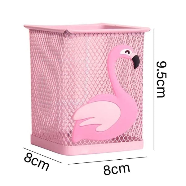 Söpö metallinen pöytäkynäteline, neliönmuotoinen, flamingo KLB