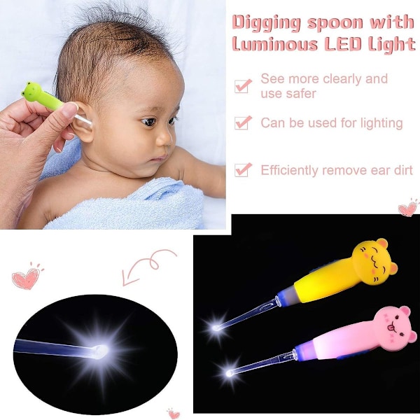 Öronrengöringskit LED-örontipp Öronvaxavlägsnare Öronvaxavlägsnare Ficklampa KLB