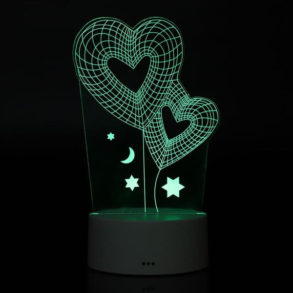 4.5V USB 3D Illusion Visuel Romantisk Natlampe 7 Farver KLB