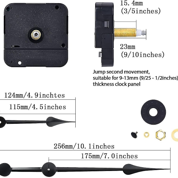Lång axel, högt vridmoment urverk, klockmotor med 7\" spade händer - B