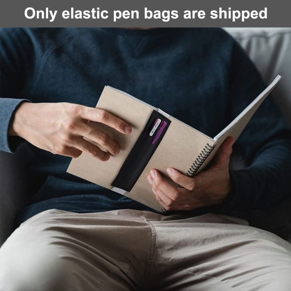 Pakke med 3 penneholdere, pennebetræk læder tilbehør, elastisk sort