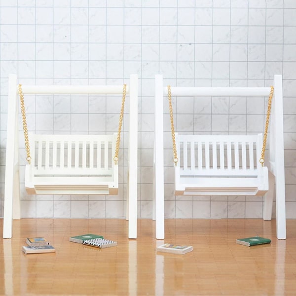 1:12 skala miniatyr dukkehus veranda gynge kompatibel med hageleker KLB
