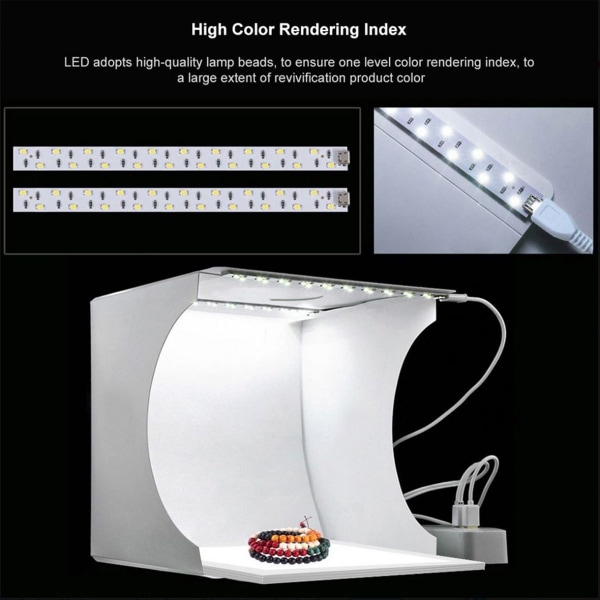 Fotostudie lysboks, mini LED fotografering skyggefri lys lampe panel pad