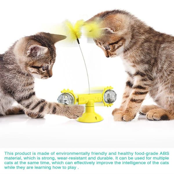 Interaktivt kattelegetøj fjer, bold/fjer gul KLB