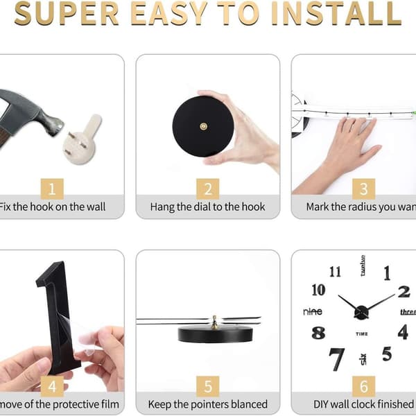 3D Hiljainen Seinäkello DIY Seinätarra Olohuoneen Sisustus