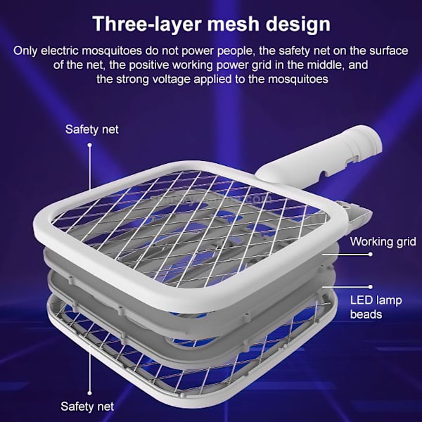 WP-11 Fly Killer Swatter LED Mosquito Killer Light (Vit)