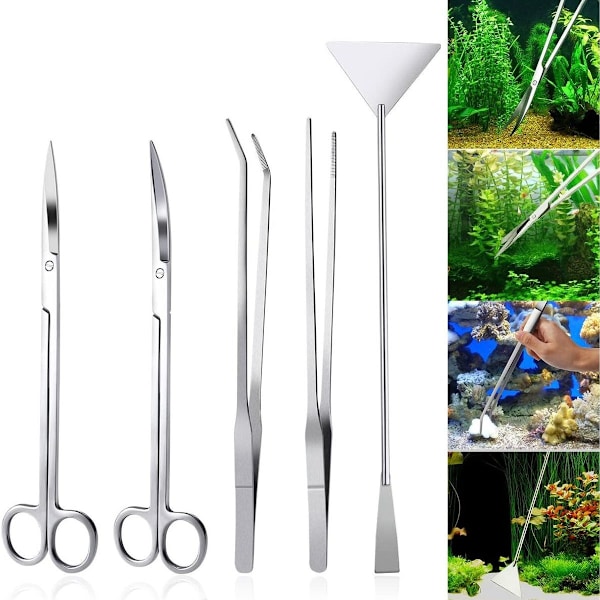 in 1 Akvarium Kit Rustfrit Stål Akvarium Vandplanter Værktøjssæt Tang Spatel