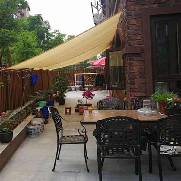 Beige skyggenet, rektangulært HDPE permeabelt stof med øjer, skyggeovertræk til hjemmets pergola, holdbar mesh presenning, 2x3m MINKUROW KLB