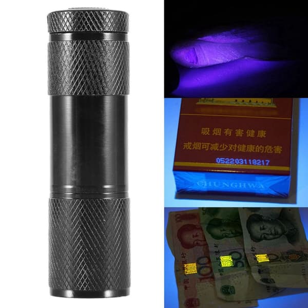 4.5V 9 LED UV-taskulamppu Mini Expert Jade Torch 365-400nm KLB