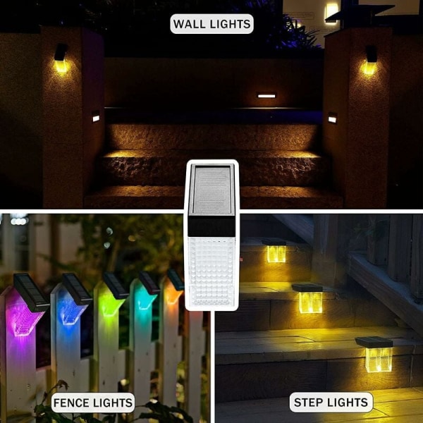 Pack Solar Lights Outdoor RGB Waterproof for Fence, Driveway, Yard, Patio, Stairs, Steps and Fences (White) [Energy Class A+++] KLB