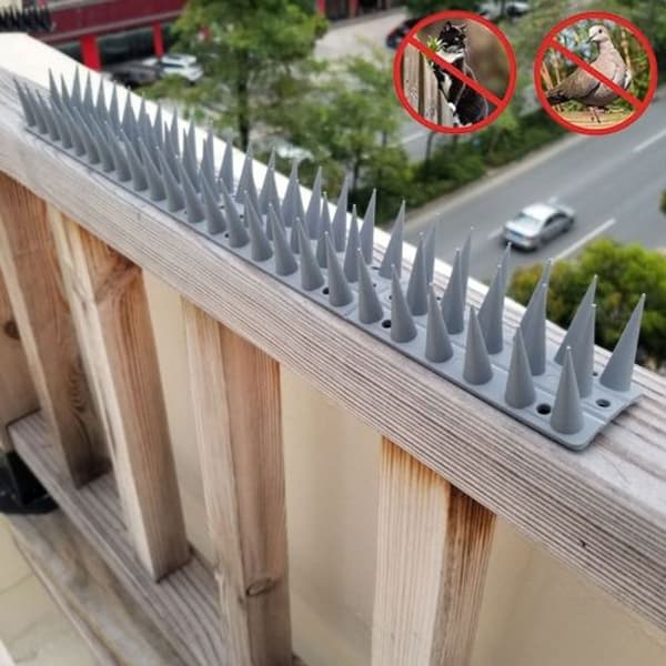 12-pack plastfågelavvisande spikstängsel, klättringsskydd (grå)