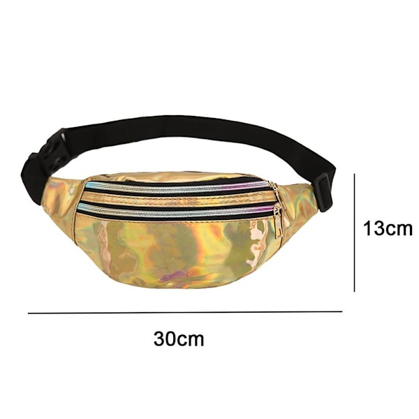 Bältesväskor för kvinnor Festival Party Rave Shiny Gold Fanny Pack