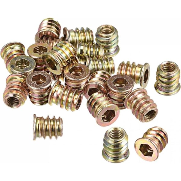 M6x13mm Threaded Inserts for Wood Hex Socket Drive Furniture Screwing Nut 24pcs KLB