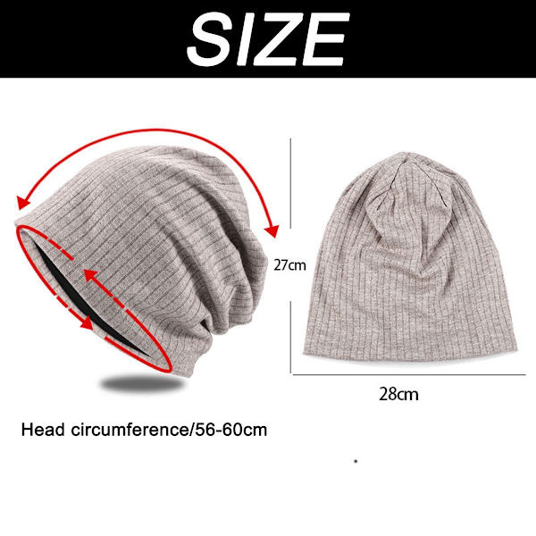 Slouchy strikket lue for kvinner, vinter, myk, varm, dameull, stripet, karri, KLB
