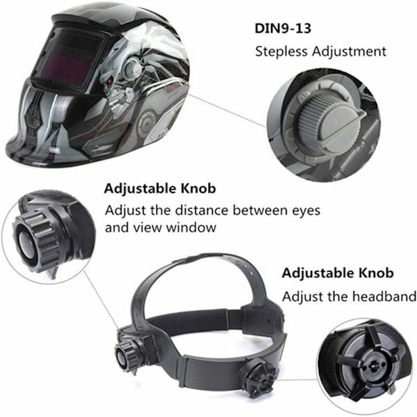 Automatisk svetsmask - Svetsmask med 2 justerbara skuggsensorer DIN9-13 för MIG TIG MAG ARC-svetsning KLB