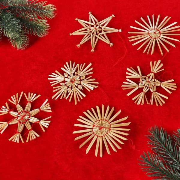 Halmstjerne juletre, 24 festlige halmstjerner sett - Naturlig KLB