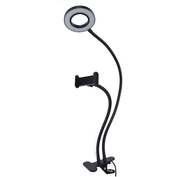 Justerbar multifunktionel USB selfie ringlys til mobiltelefoner KLB