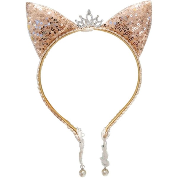 Pailletter Shiny Crown Cat Ears Pandebånd til piger - Fødselsdagsform4