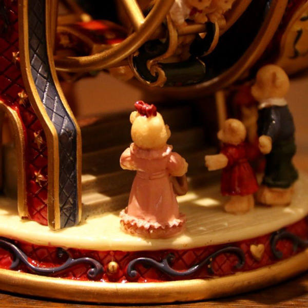 Pariserhjul Bjørn Musikboks Roterende Musikboks Gave Ornament (Rosa)