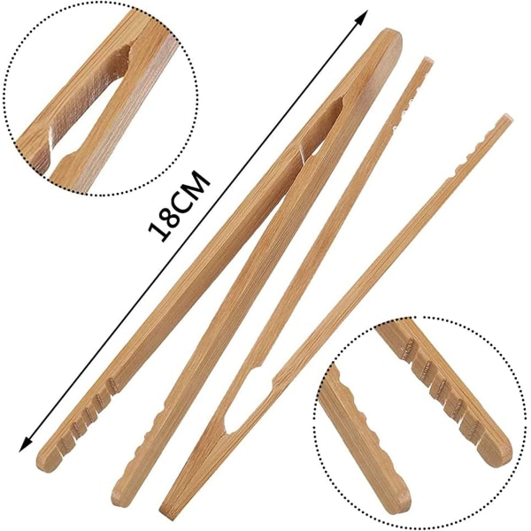 Bamboo Tongs 10 Pcs Wooden Bread Clip Kitchen Tongs for Cooking,Used for Baking,Bread,Fruit Tea and Pickles,Reusable