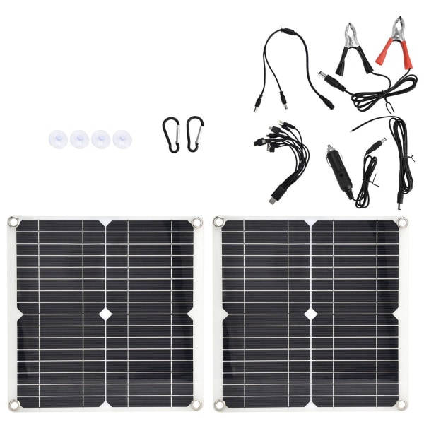 2 stk 15W Fleksibelt Solpanel Bærbart Solcelle Ladebræt KLB