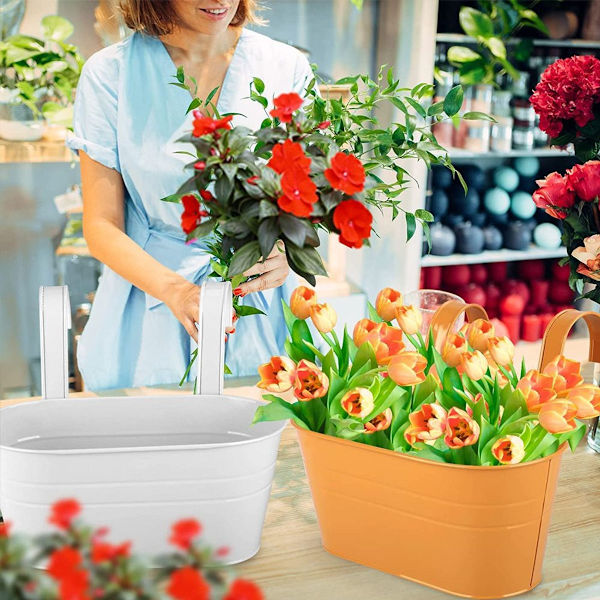 Fjernbar oval balkonghageplanter med jernblått metall