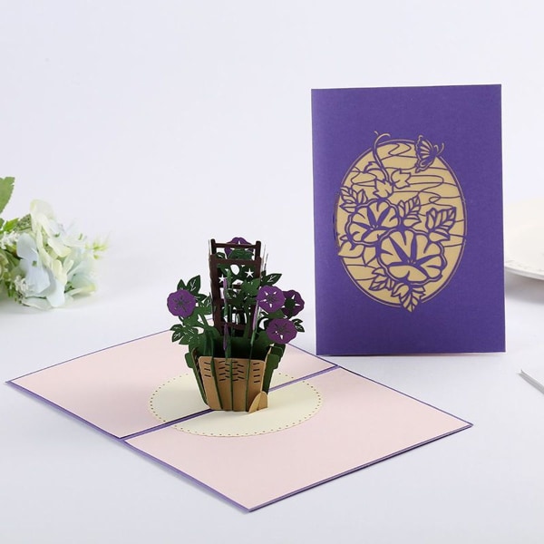 Pop-Up-kortti vaaleanpunaiset ruusut - 3D-syntymäpäiväkortti naisille, kukkia