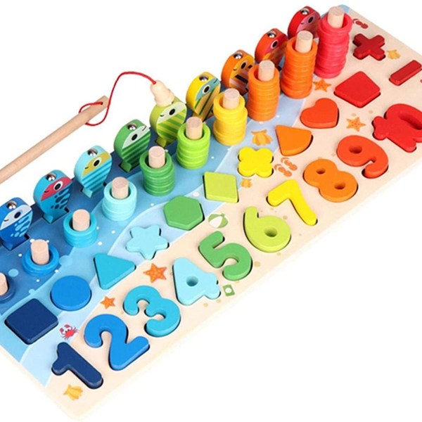 Montessori matte plug-in spel/barnfiske spel träleksak sortering plug-in pussel Ma KLB