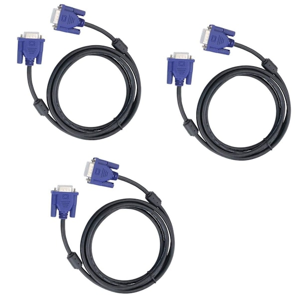 3-pack HD15 VGA-videokabel för TV-dator 3-pack 3m hane till hane