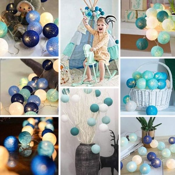 Bomullsboll-ljusslingor - 3M 20 LED Boll-ljusslingor för inomhusbelysning