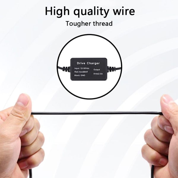 Dash Cam Hardwire Kit Mini USB Hard Wire Bil Laddare Kabel Set 5V för KLB