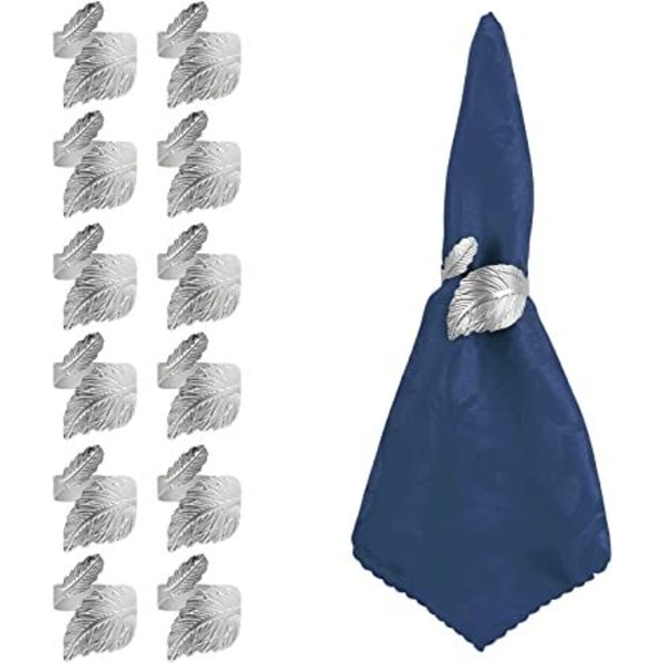 Silver Leaf Servettringar Set om 12 Guld Servettringar för Borddekoration Födelsedag,Årsdag,Jul,Påsk,Höst,Halloween,Thanksgiving,Bordfest